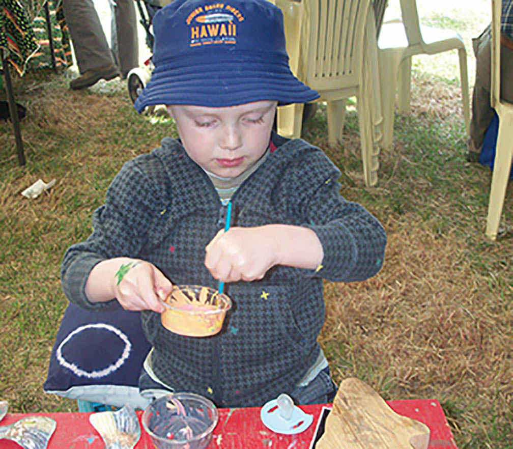 Young artist Quillan Parker enjoys the activities at the Fish Circus held at Avenel in 2016.