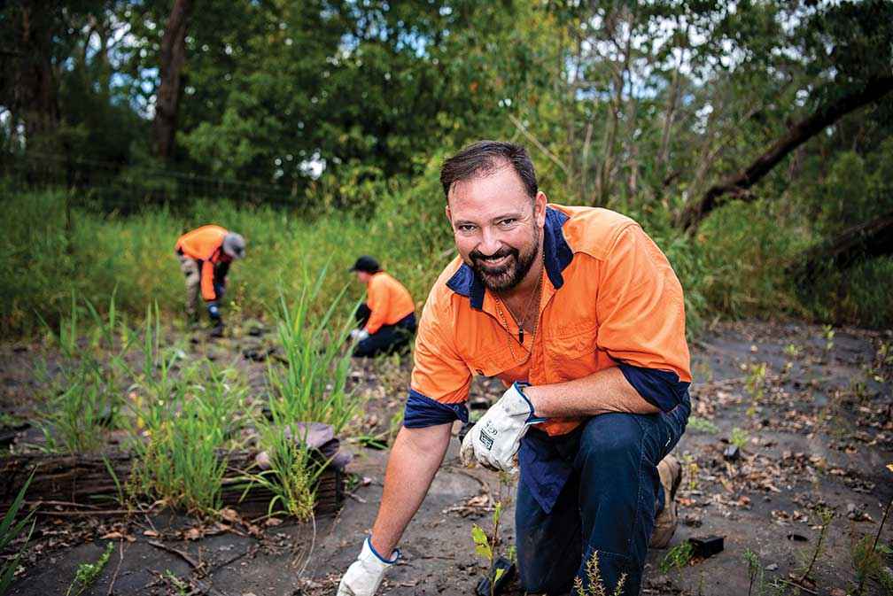 Aaron Harris at a weed control and replanting day at Yellingbo Conservation Reserve.