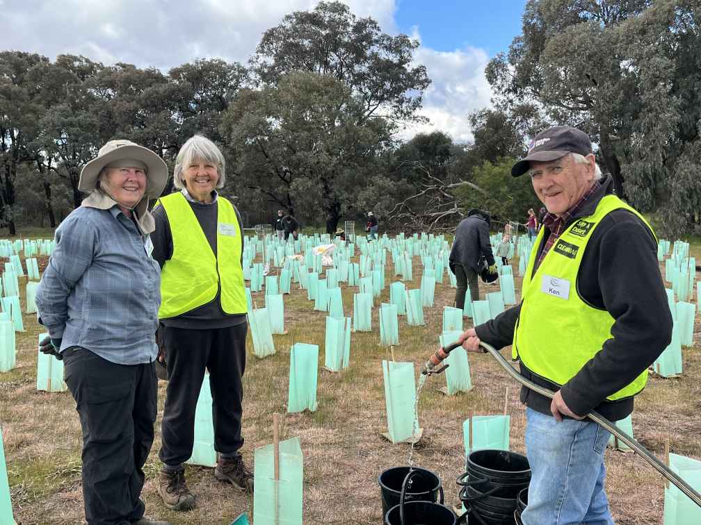 Ken Beasley (right) with fellow members at Ironbark Gully Friends Landcare Group’s National Tree Day event.